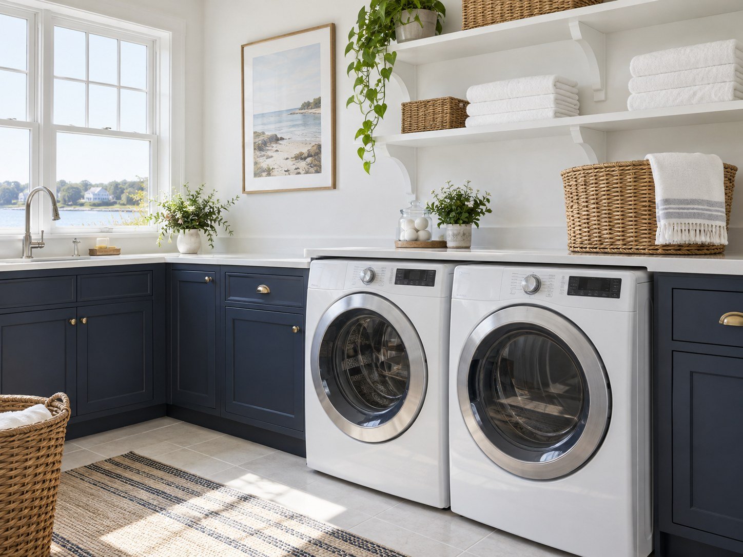 Illustrative clean laundry room